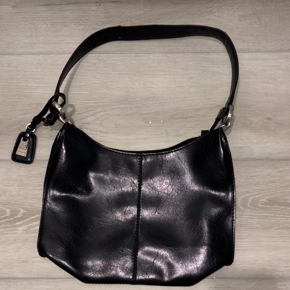 Liz Claiborne Shiny Black Shoulder Bag